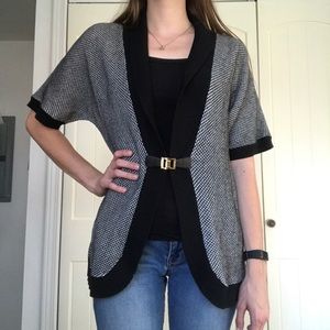 CALVIN KLEIN black/white/gold sweater SZ M